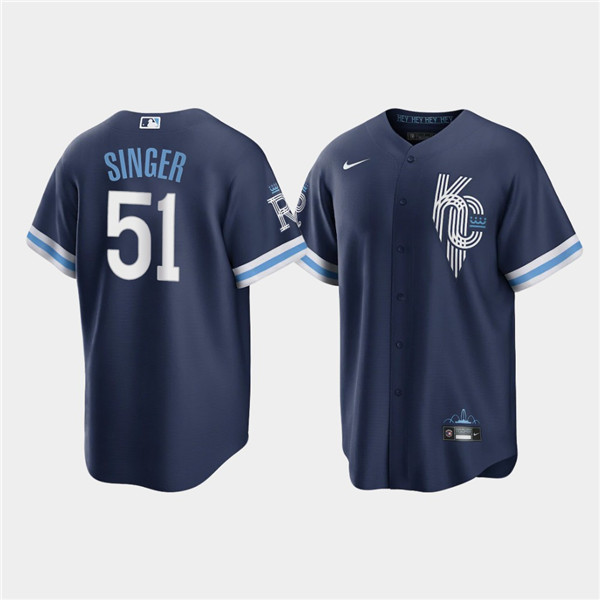 Men's Kansas City Royals #51 Brady Singer 2022 Navy City Connect Cool Base Stitched Jersey Men's Kansas City Royals #51 Brady Singer 2022 Navy City Connect Cool Base Stitched Jersey